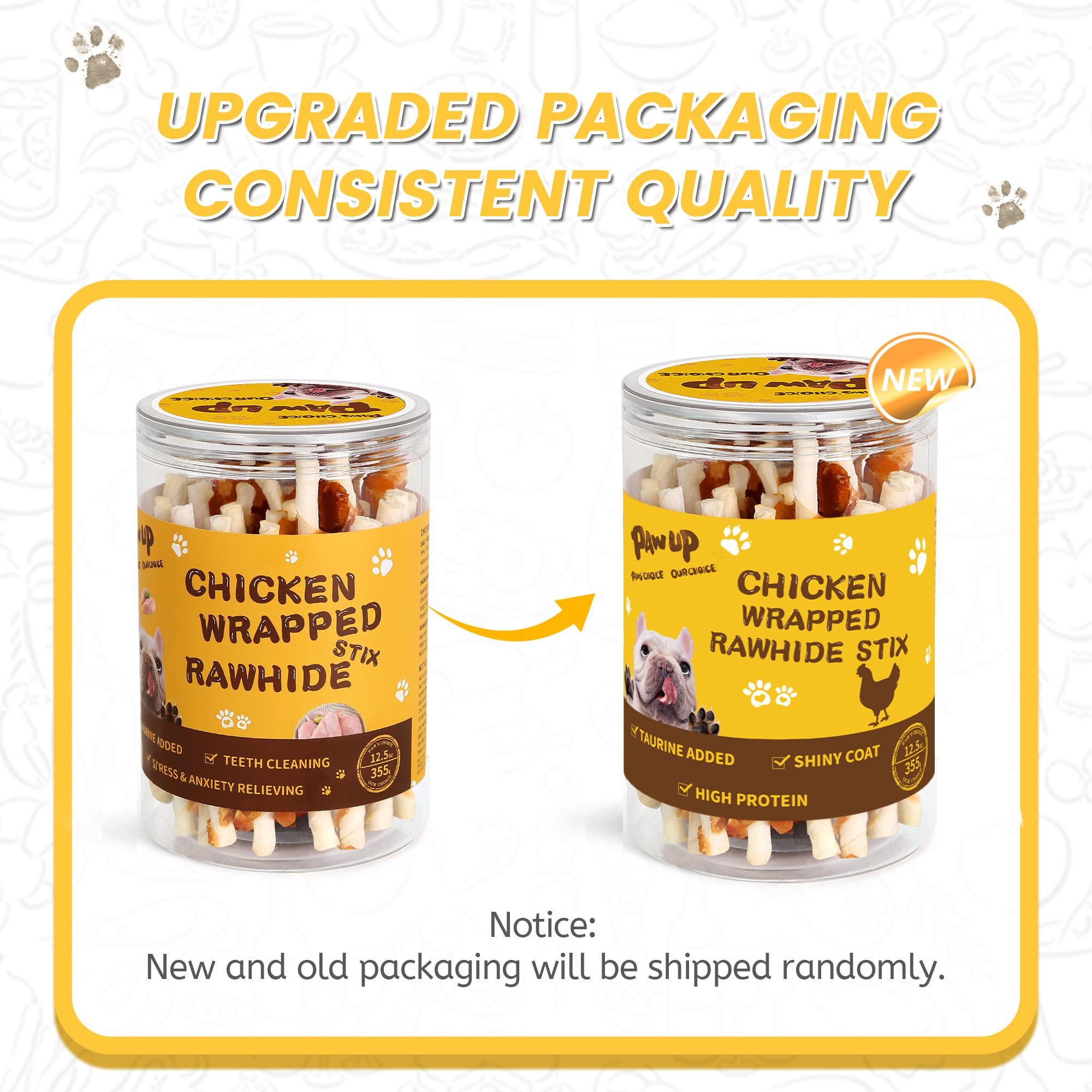 Premium Chicken Wrapped Rawhide Dog Chews - Long Lasting Natural Treats for Medium & Large Dogs with Taurine, 12.5 oz - Perfect for Training, Teething & Dental Health