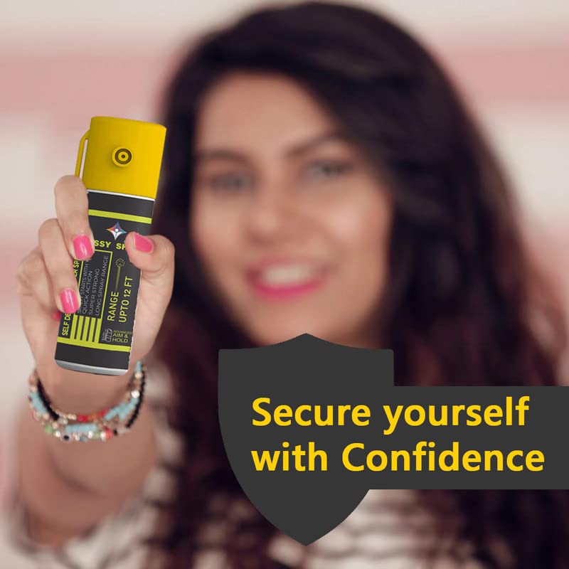 CLASSY SHINE Pepper Spray for Women - 55ml Self Defense Spray (Pack of 2, Yellow) | Personal Safety Protection for Jogging, Night Walks & Travel