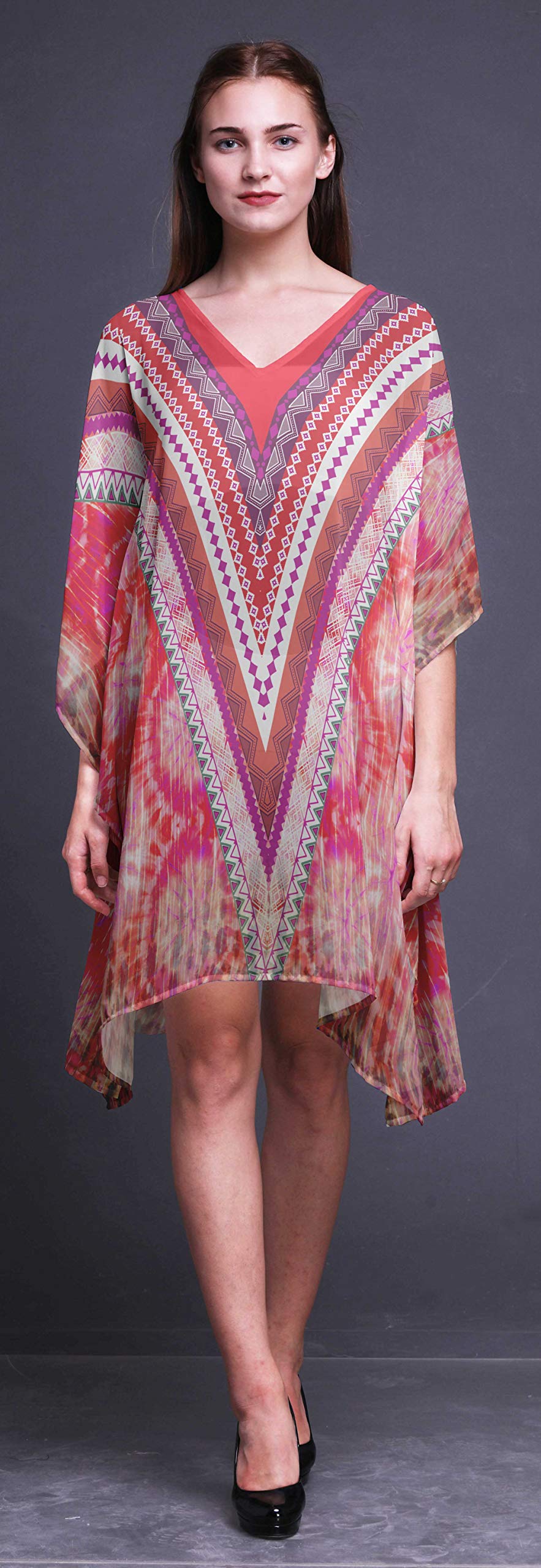 Women's Beach Kaftan Cover Up - Flowy Midi Dress & Bikini Short Caftan for Summer Vacation, Pool Party, and Resort Wear