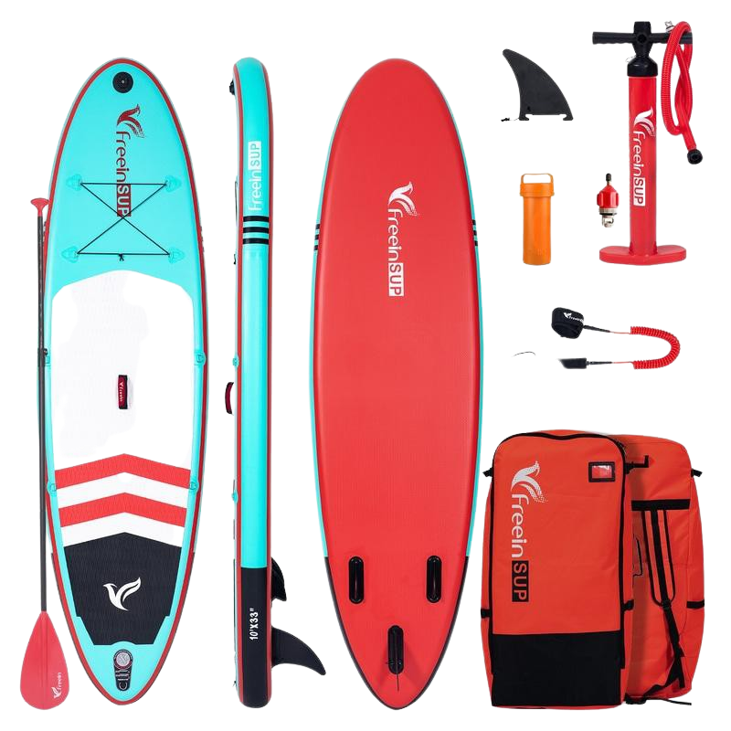Freein 10' Inflatable Stand Up Paddle Board with Dual Action Pump & Camera Mount - Premium SUP for Ocean, Lake & River Paddling - Complete Package for Water Sports & Fitness