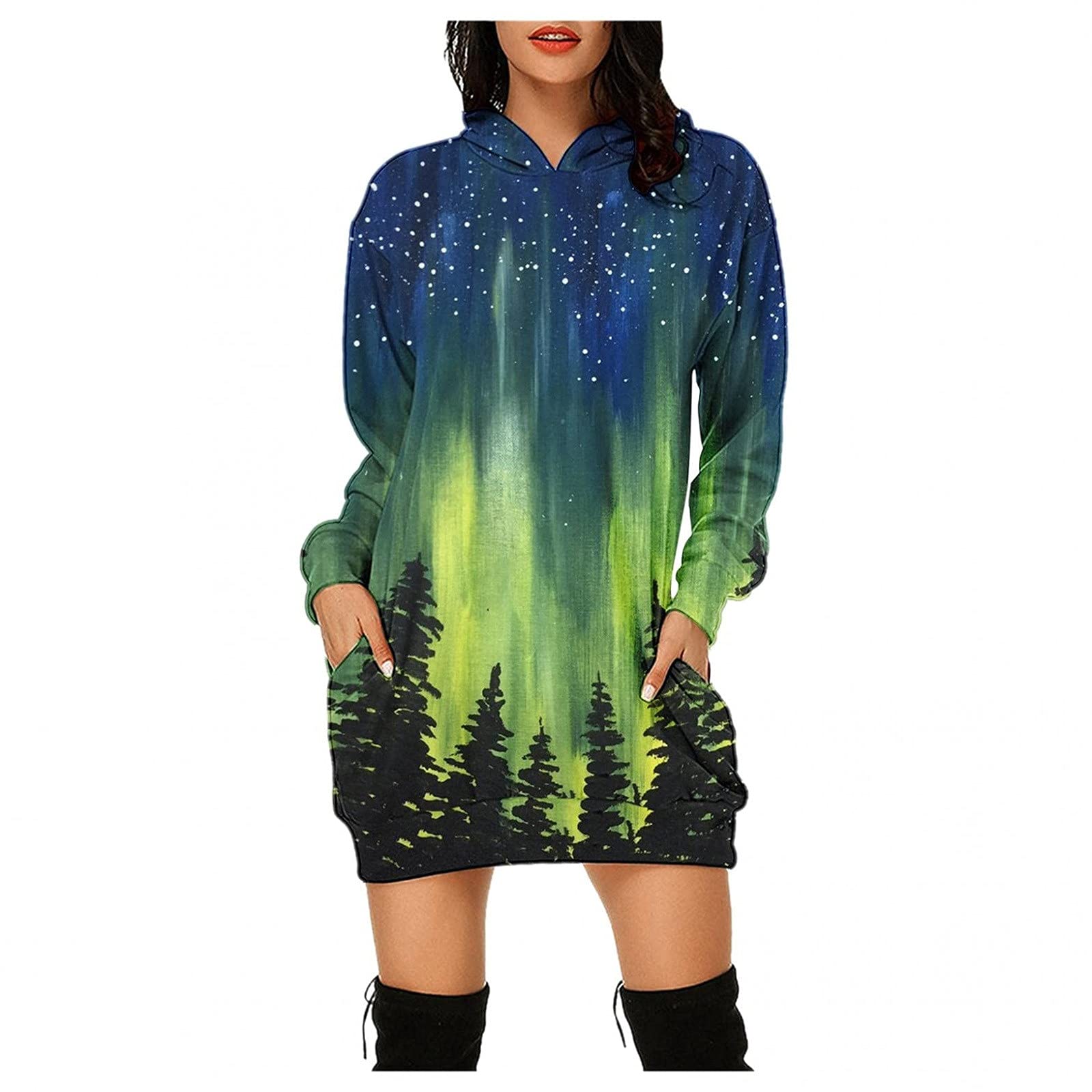 Bohemian Hooded Slim Plus Size Dress for Women - Sexy Summer & Fall Casual Long Sleeve Petite Dress | Perfect for Christmas Parties, Date Nights & Vacation Outfits