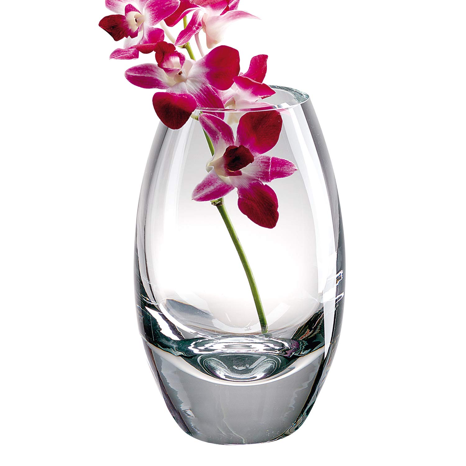 HomeRoots 9-Inch Hand Blown Crystal Vase - European Artisan Crafted - Perfect for Wedding Centerpieces & Home Decor