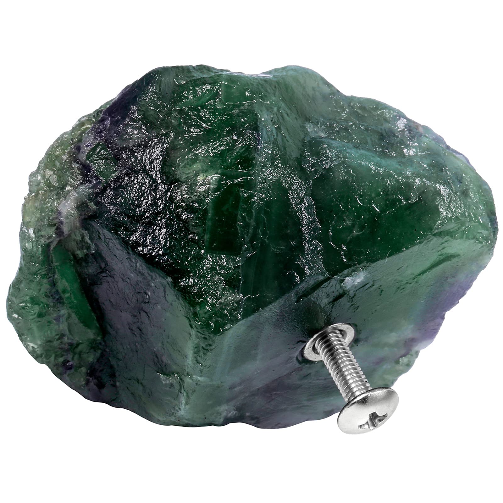 Natural Crystal Cabinet Knobs - 2 Pack Green Fluorite Drawer Pulls for Wardrobe & Dresser - Home & Office Decor