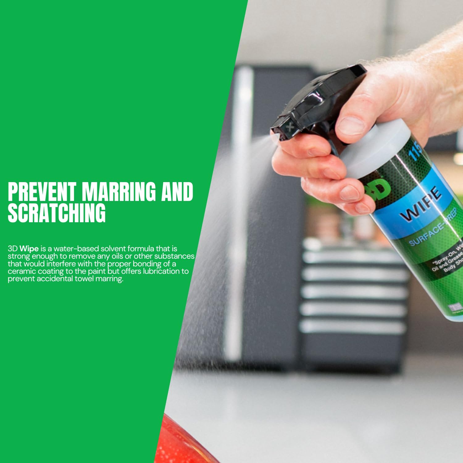 3D Wipe Ceramic Coating Surface Prep - Removes Oils & Lubricants from Paint & Glass Before Ceramic Coating - 1 Gallon for Car Detailing & Auto Paint Protection