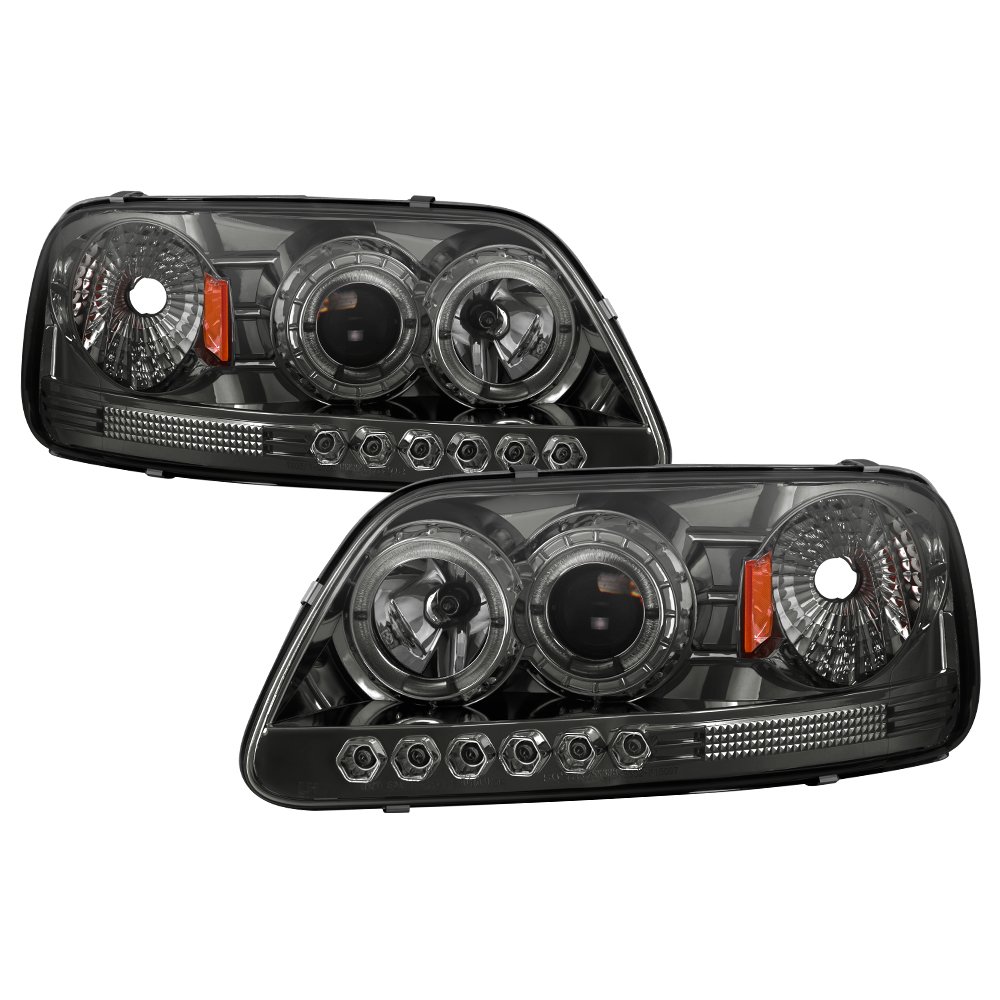 LED Halo Headlights for Ford F150 1997-2003 - Chrome/Smoked Lens Replacement - High Performance DRL Angel Eye Headlights - Perfect for Night Driving & Off-Road Adventures