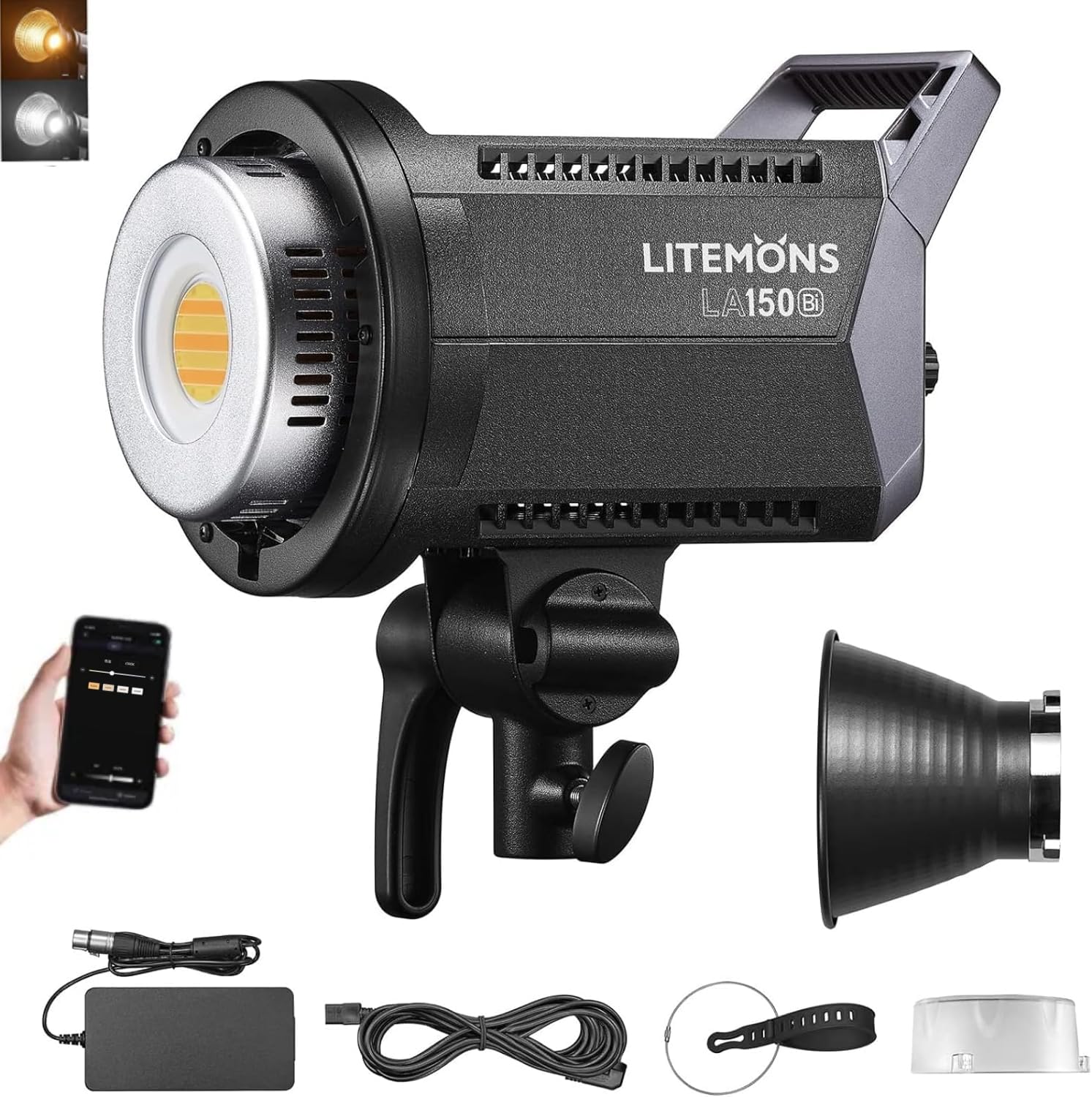 Godox LA150Bi Bicolor LED Video Light 190W 66000LUX Studio Light with Bowens Mount - 2800K-6500K CRI 96+ for Photography & Videography - 11 FX Effects, 0-100% Dimming & APP Control - Perfect for YouTube, TikTok, Live Streaming & Studio Shooting