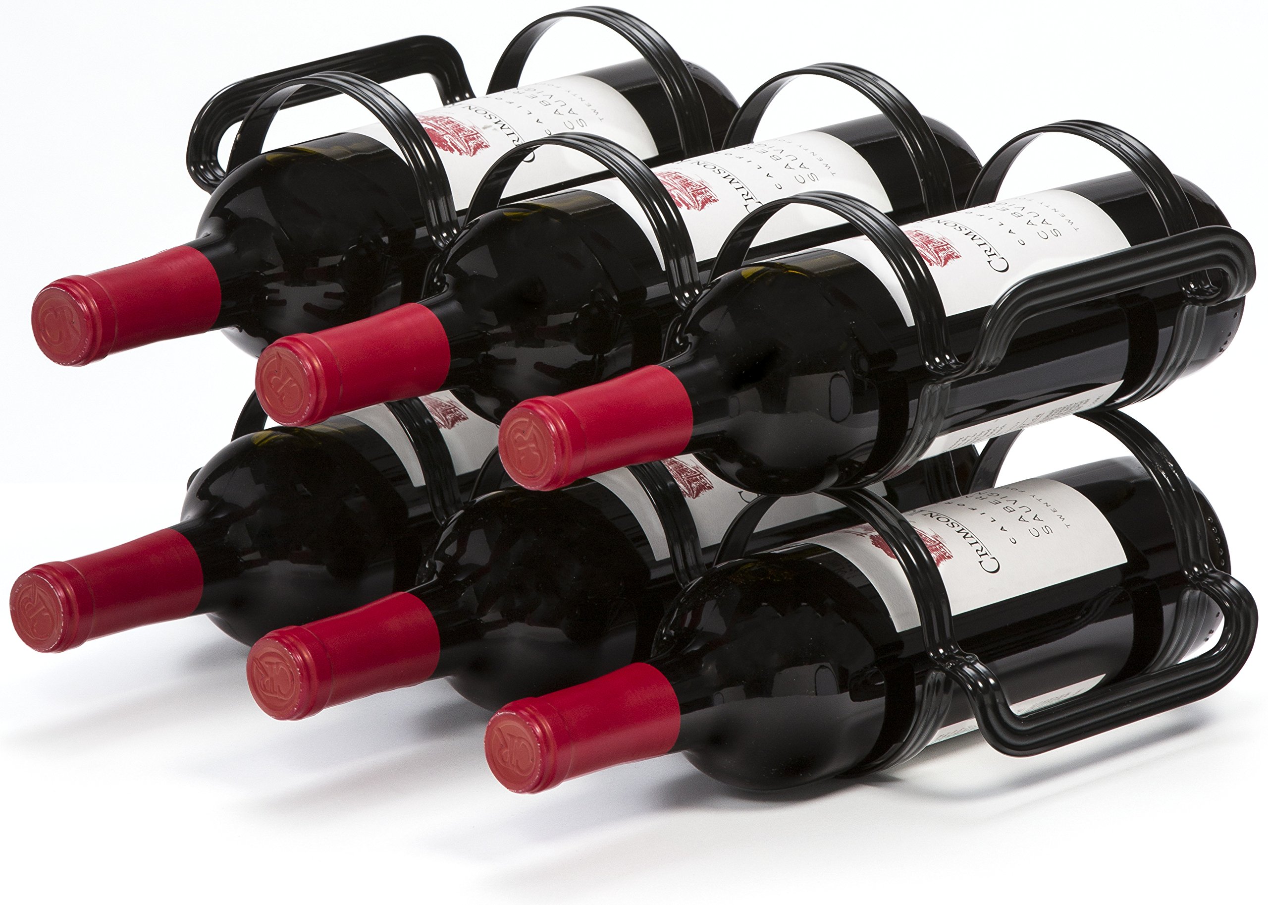 Black Mango Steam 6-Bottle Countertop Wine Rack - Kitchen, Pantry & Refrigerator Storage Organizer - Perfect for Small Spaces, Apartments & Entertaining Guests