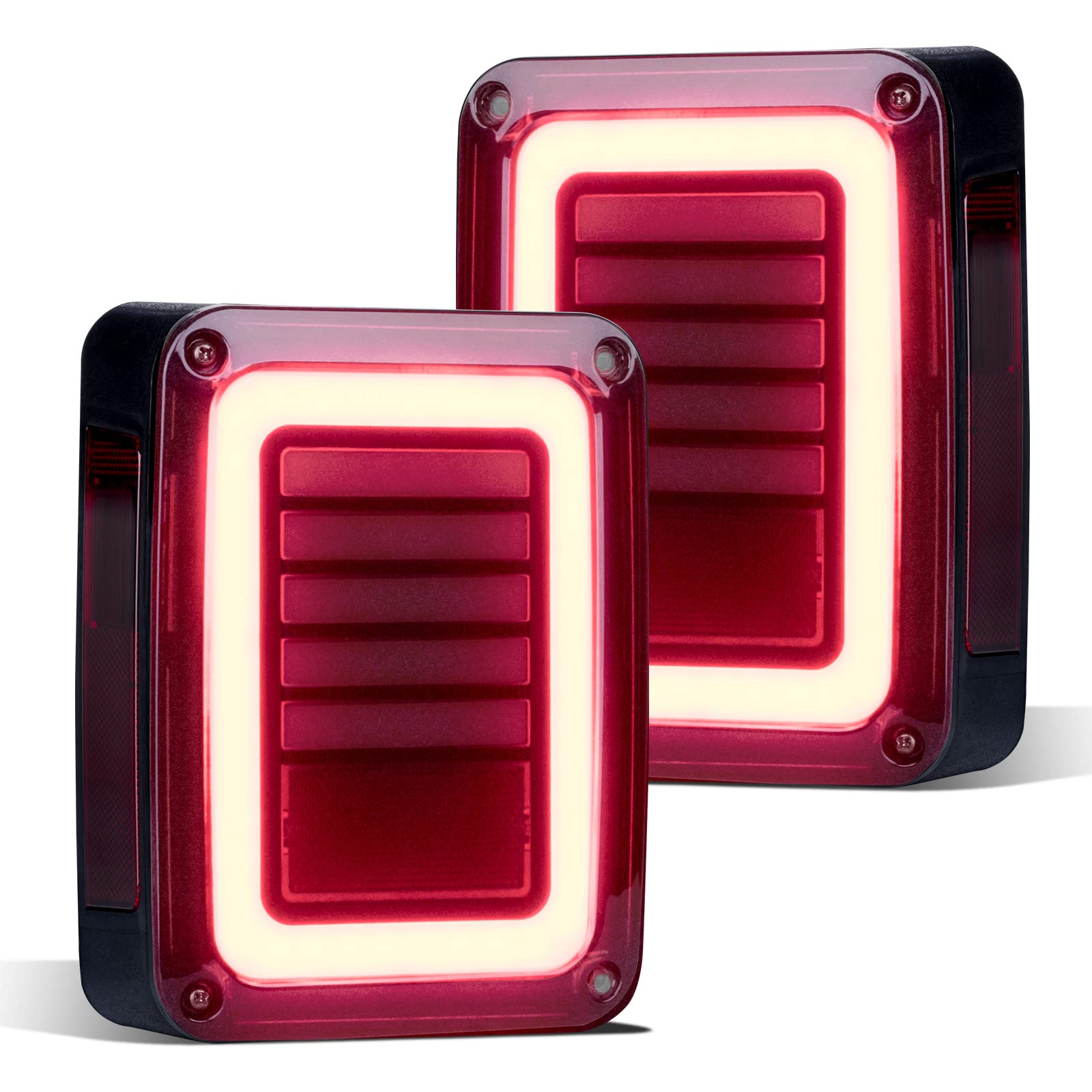 Upgraded Smoked LED Tail Lights for 2007-2018 Jeep Wrangler JK - Reverse Lights, Turn Signals & Running Lights - Enhanced Visibility & Stylish Look for Off-Road Adventures & Night Driving