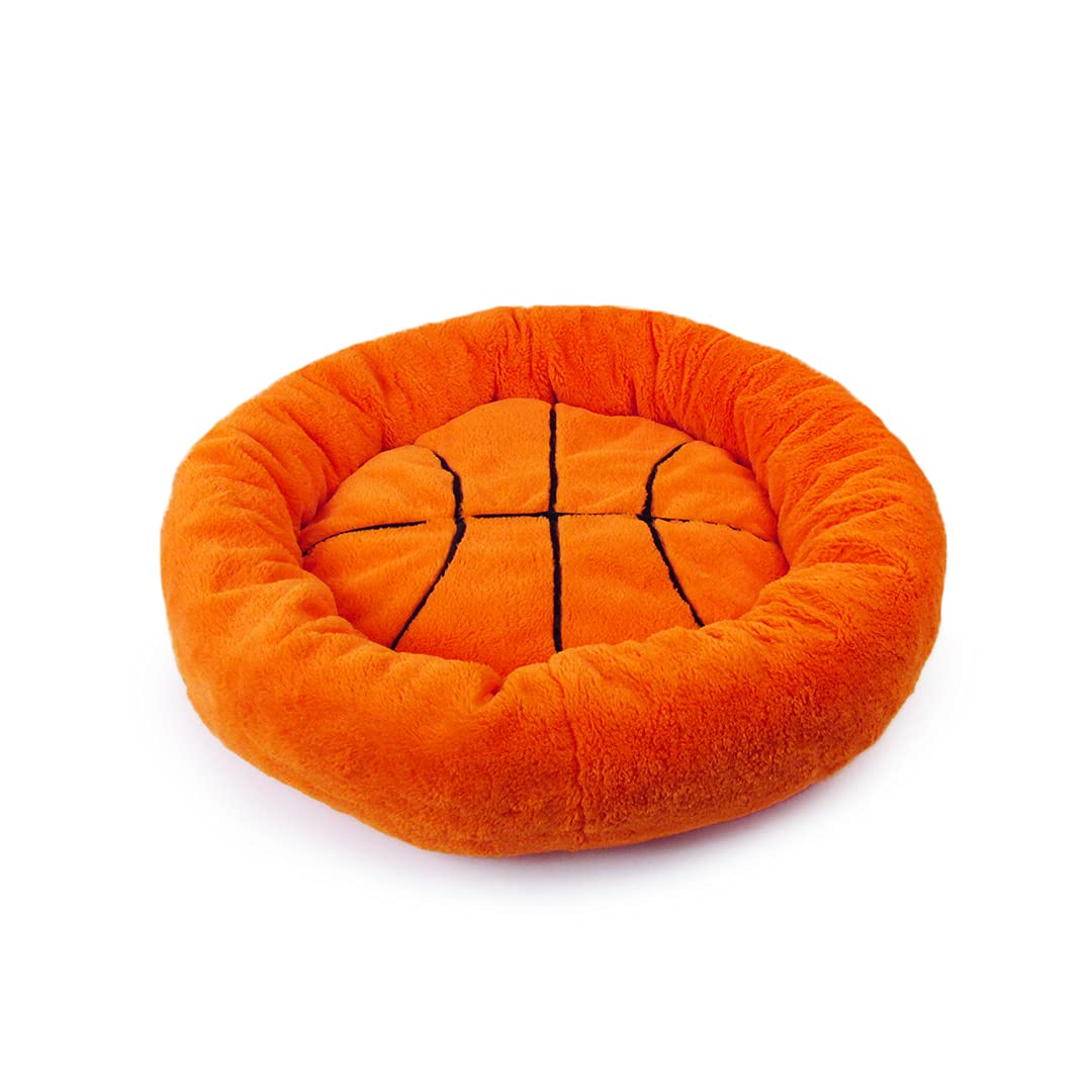 TONBO Soft Plush Small Cute Cozy Basketball Pet Bed for Dogs & Cats - Washable & Dryer Safe - Perfect for Puppy Beds, Kitty Naps & Pet Lounging