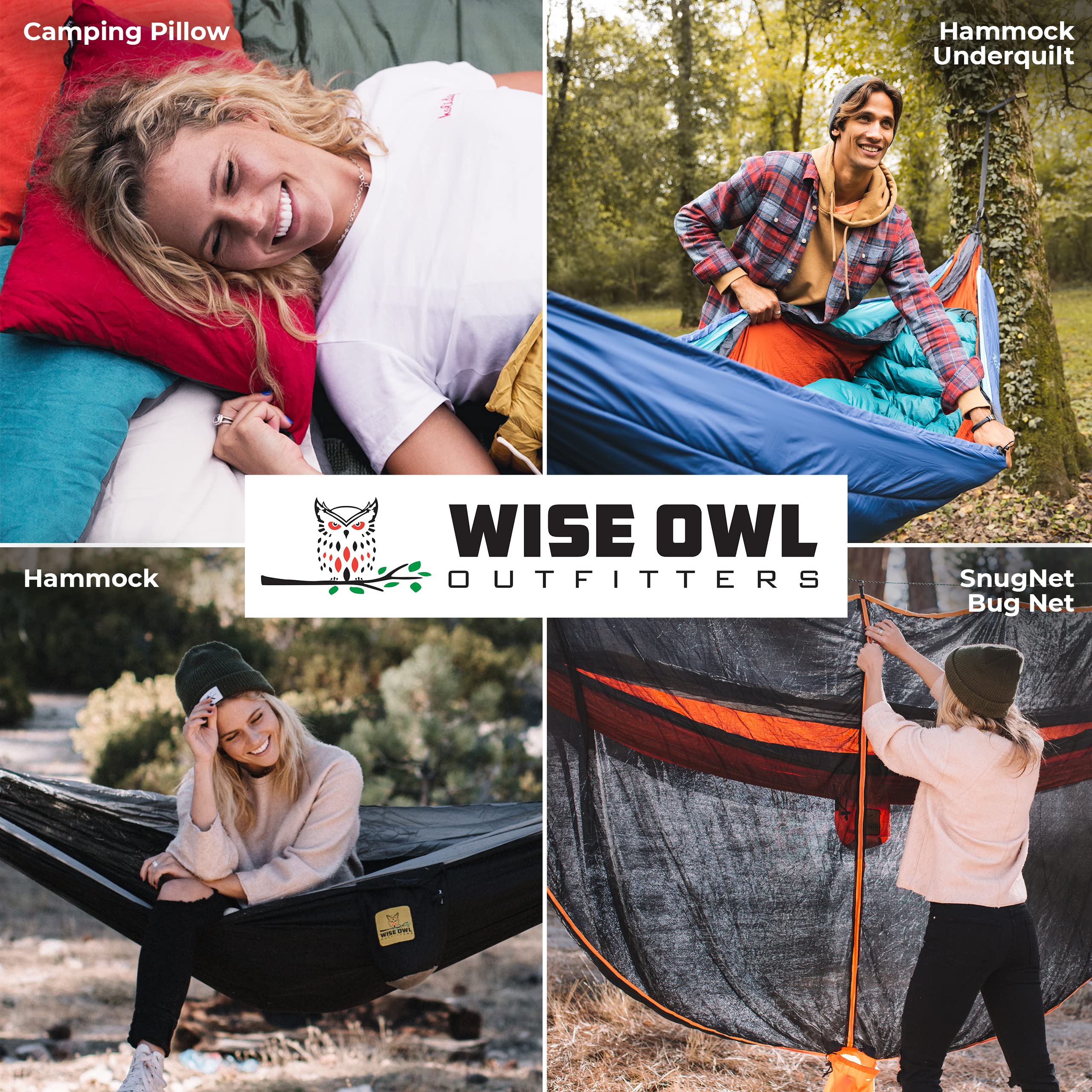 Wise Owl Outfitters Camping Hammock - Lightweight Portable Hammock with Tree Straps for Outdoor Adventures, Backpacking, Travel & Relaxation | Perfect for Camping, Hiking, Beach & Backyard Lounging