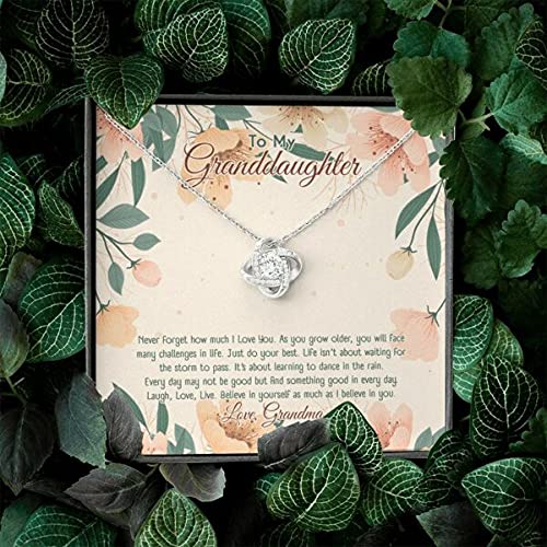 Believe in Yourself Love Knot Necklace - Inspirational Jewelry Gift for Granddaughter from Grandma with Message Card & Luxury Gift Box | Perfect for Birthdays, Graduation & Special Occasions