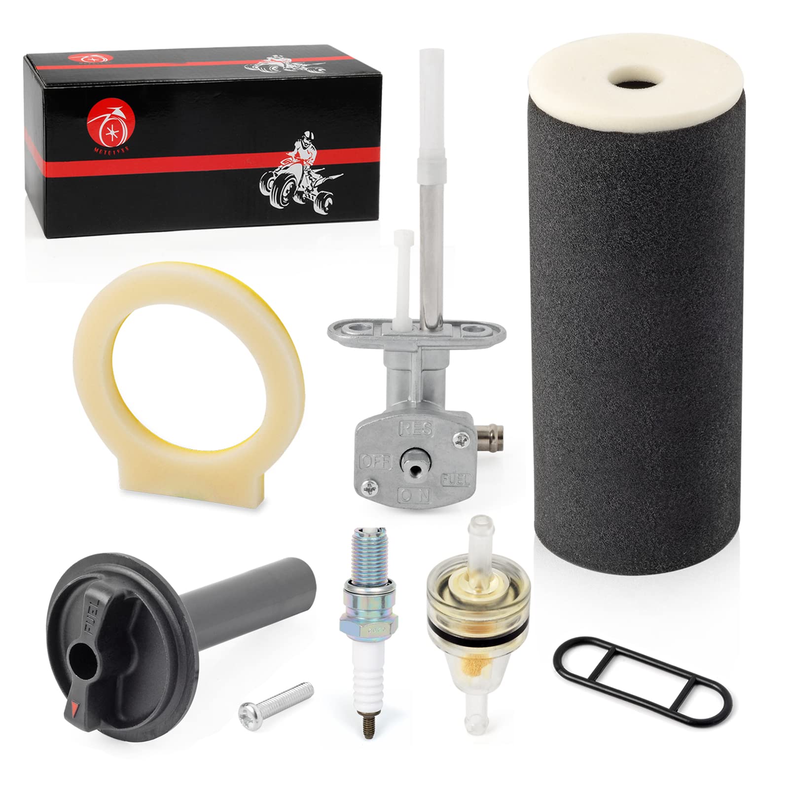 High-Performance Air Filter Foam & Fuel Valve Petcock & Lever Compatible with YAMAHA Grizzly 660 2002-2008 ATV - Perfect for Off-Roading, Hunting & Trail Riding
