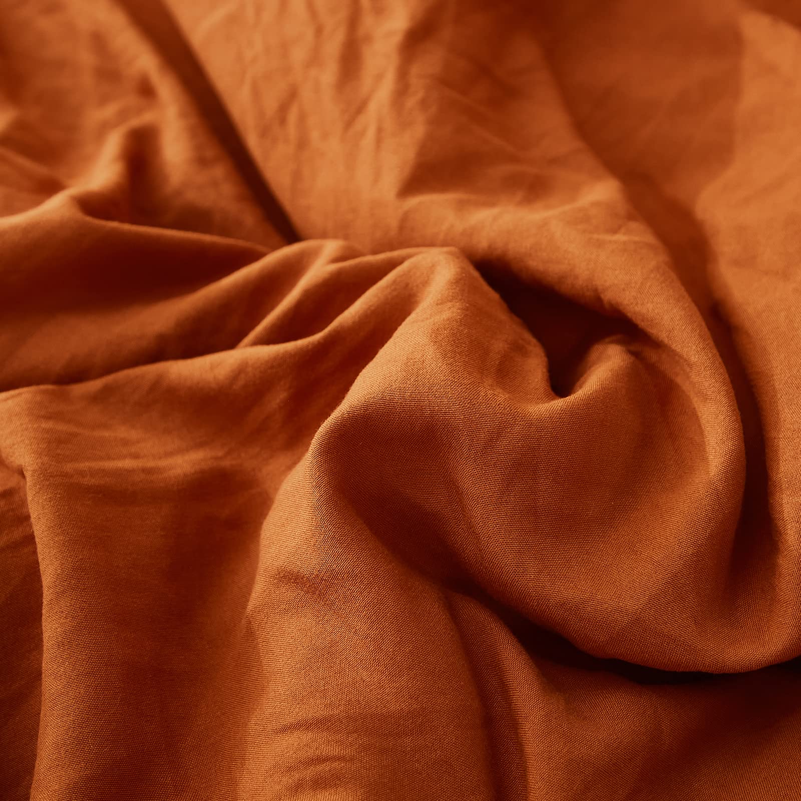 Burnt Orange Pillowcases Set of 2 - Rust Ruffle Standard Queen Size (20x30 inches) Shabby Chic Caramel Decorative Pillow Covers - Perfect for Bedroom, Living Room & Home Decor