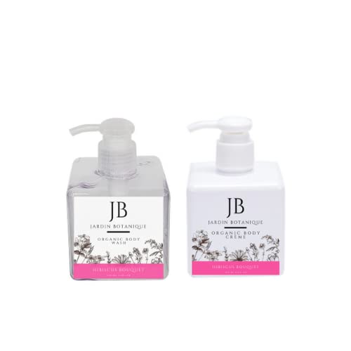 Organic Hibiscus Bouquet Body Wash & Body Crème Set - 8 Oz Bottles for Hydrating & Nourishing Skin - Perfect for Daily Shower & Spa Relaxation at Home