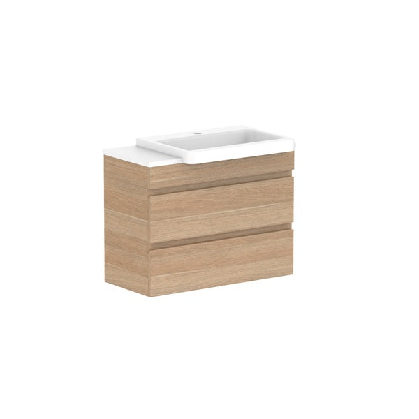 ADP Glacier Pro Semi-Recessed All-Drawer Twin Vanity with Solid Surface Top - Modern Bathroom Sink Cabinet for Master Bath & Guest Room Remodel