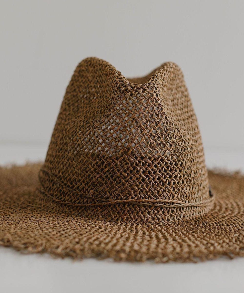 Stylish Tessa Seagrass Fedora Hat in Brown - Perfect for Beach Vacations, Summer Outings & Boho Fashion