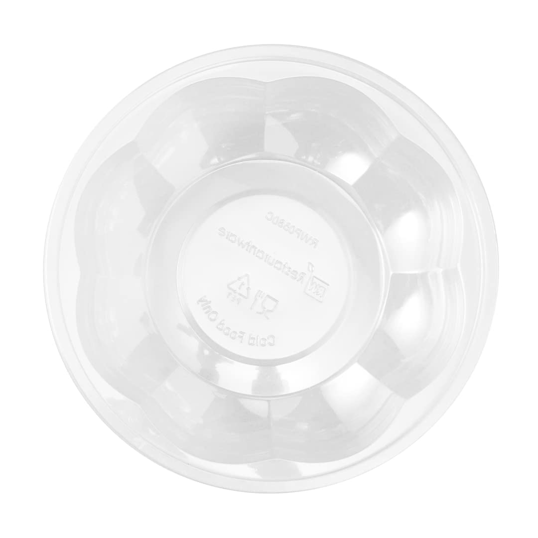 Restaurantware Thermo Tek 24oz Disposable Salad Bowls - 500 Pack Round Deli Containers | Crack & Leak Resistant, Sustainable Clear Plastic Food Storage Bowls for Cold Foods (Lids Sold Separately) | Perfect for Restaurants, Catering, Meal Prep & Takeout