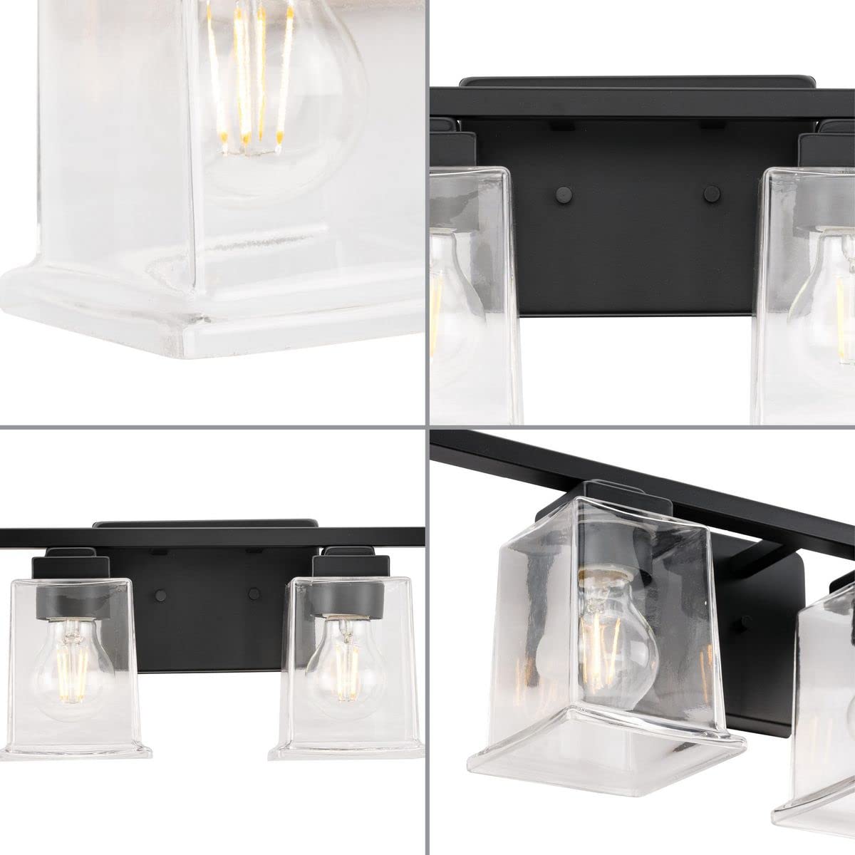 Progress Lighting Gilmour Collection 27-7/8 Inch 4-Light Matte Black Chandelier with Clear Glass Shades - Perfect for Dining Room, Bedroom, or Entryway Lighting