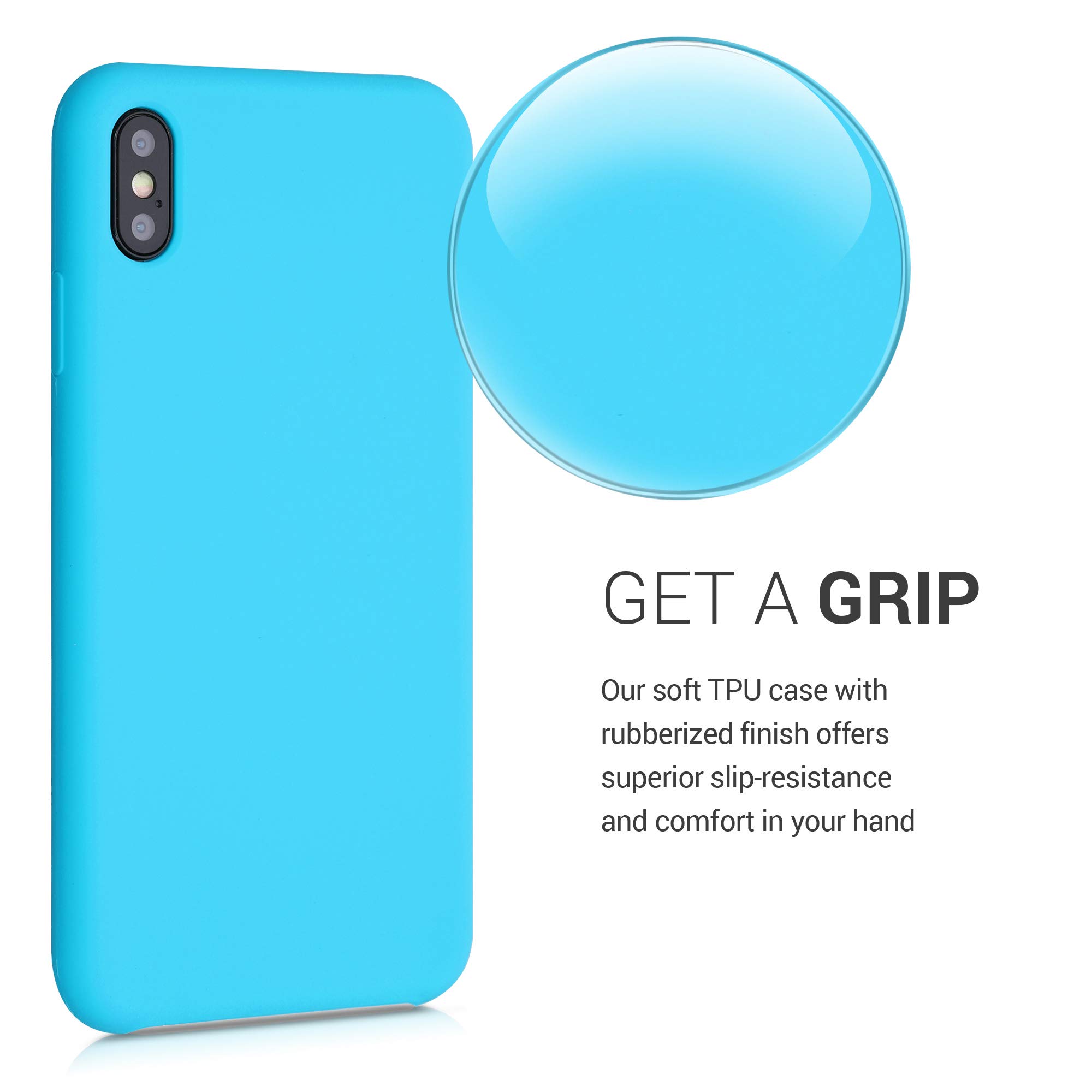 kwmobile Shockproof TPU Silicone Case for Apple iPhone Xs Max - Soft Matte Finish, Slim Protective Cover (Cool Glacier) - Perfect for Outdoor Activities, Travel & Daily Use