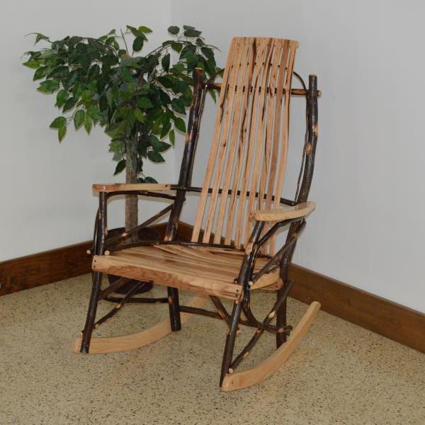 Premium Hickory 9-Slat Rocking Chair - Solid Wood Porch Rocker with Comfortable Back Support | Perfect for Outdoor Patio, Garden, Nursery or Living Room Relaxation
