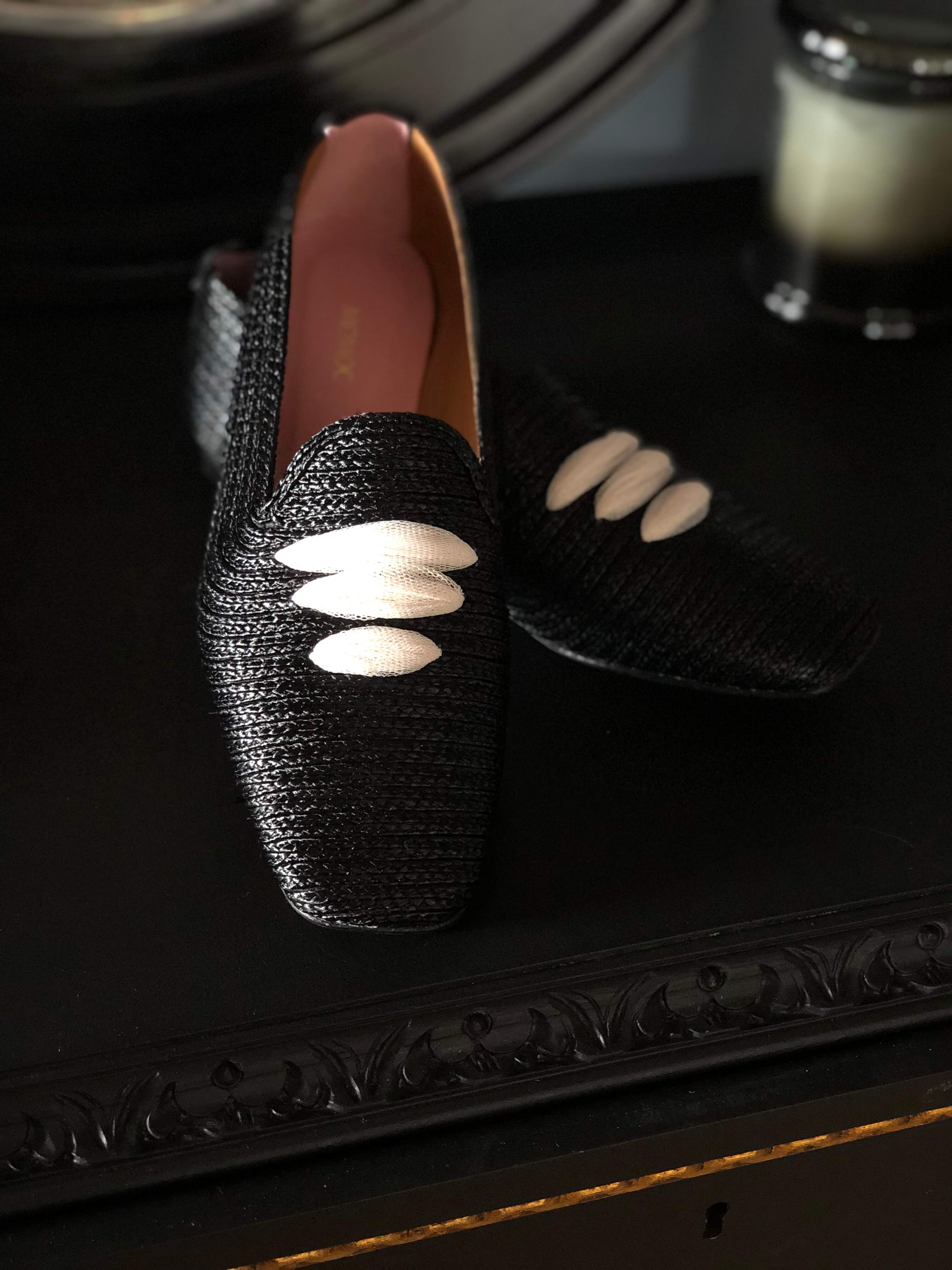 Casablanca Vegan Moccasins - Eco-Friendly Raffia Slip-On Shoes for Women | Black | Perfect for Beach, Summer & Casual Outings
