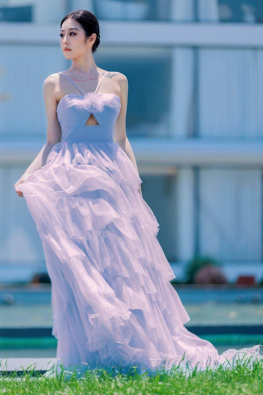 Elegant Princess Sweep Brush Train Tulle Prom Dress CS0493 - Perfect for Homecoming, Ball Gowns & Formal Events