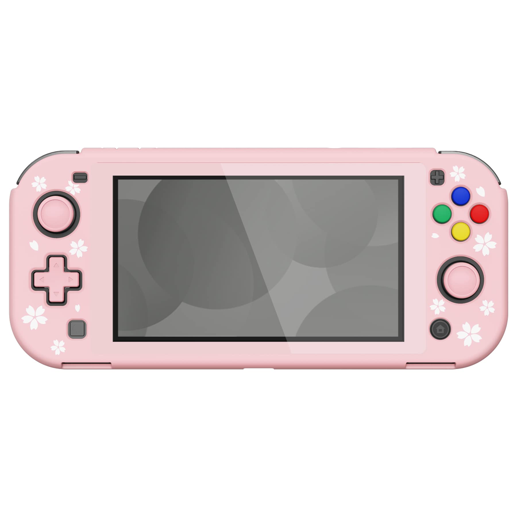 PlayVital ZealProtect Protective Case for Nintendo Switch Lite - Hard Shell Ergonomic Grip Cover with Screen Protector, Thumb Grip Caps & Button Caps - Cherry Blossom Petals Design - Perfect for Gaming, Travel & Daily Protection