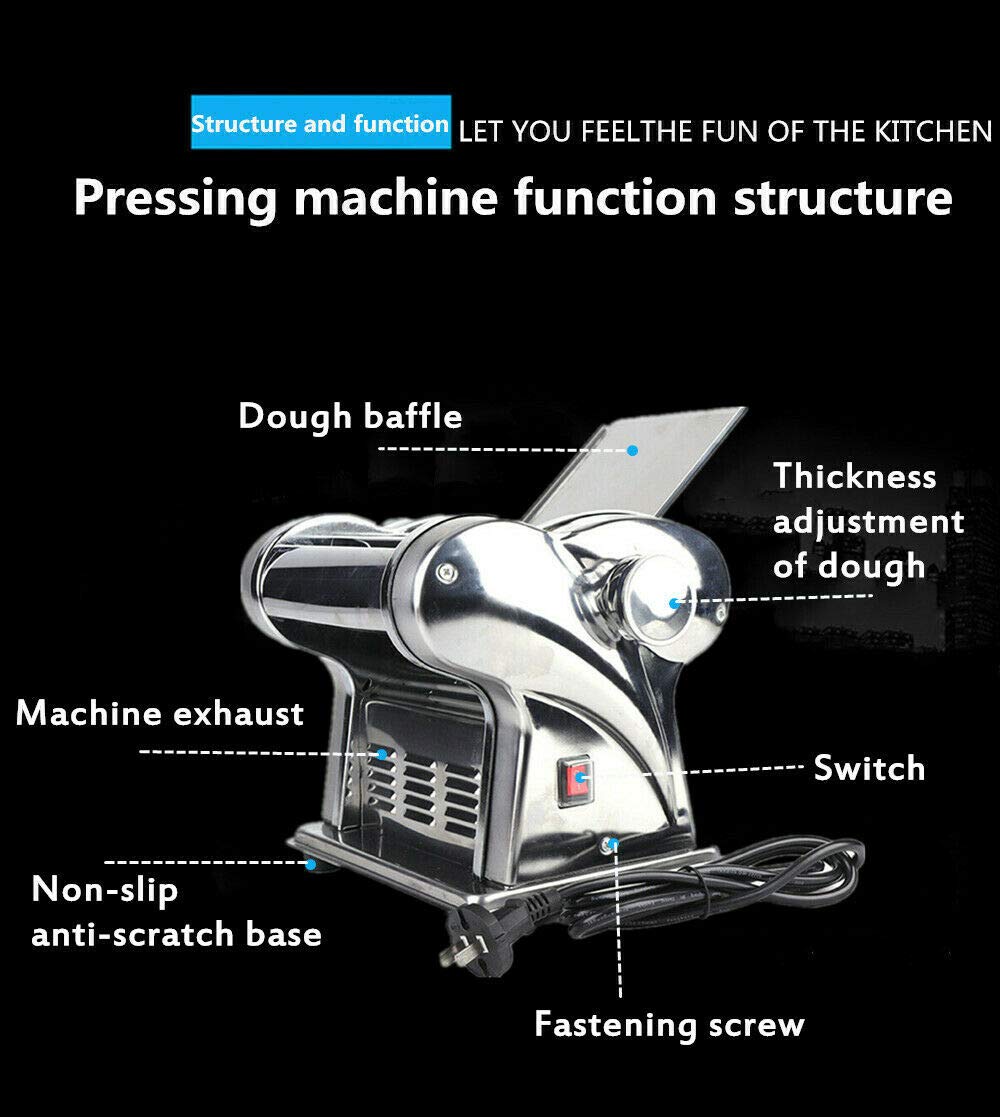 Electric Pasta Maker Machine - 135W Automatic Noodle Press with 6-Speed Adjustable Thickness for Spaghetti, Fettuccini, Lasagna & Dumpling Skins - US Stock - Perfect for Home Kitchens, Italian Restaurants & Gourmet Cooking