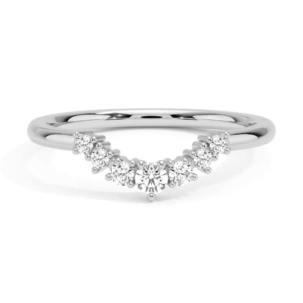 Lab Grown Diamond Crescent Ring - 14K Gold Graduated Stackable Ring for Women | Perfect for Bridal, Anniversary & Everyday Elegance