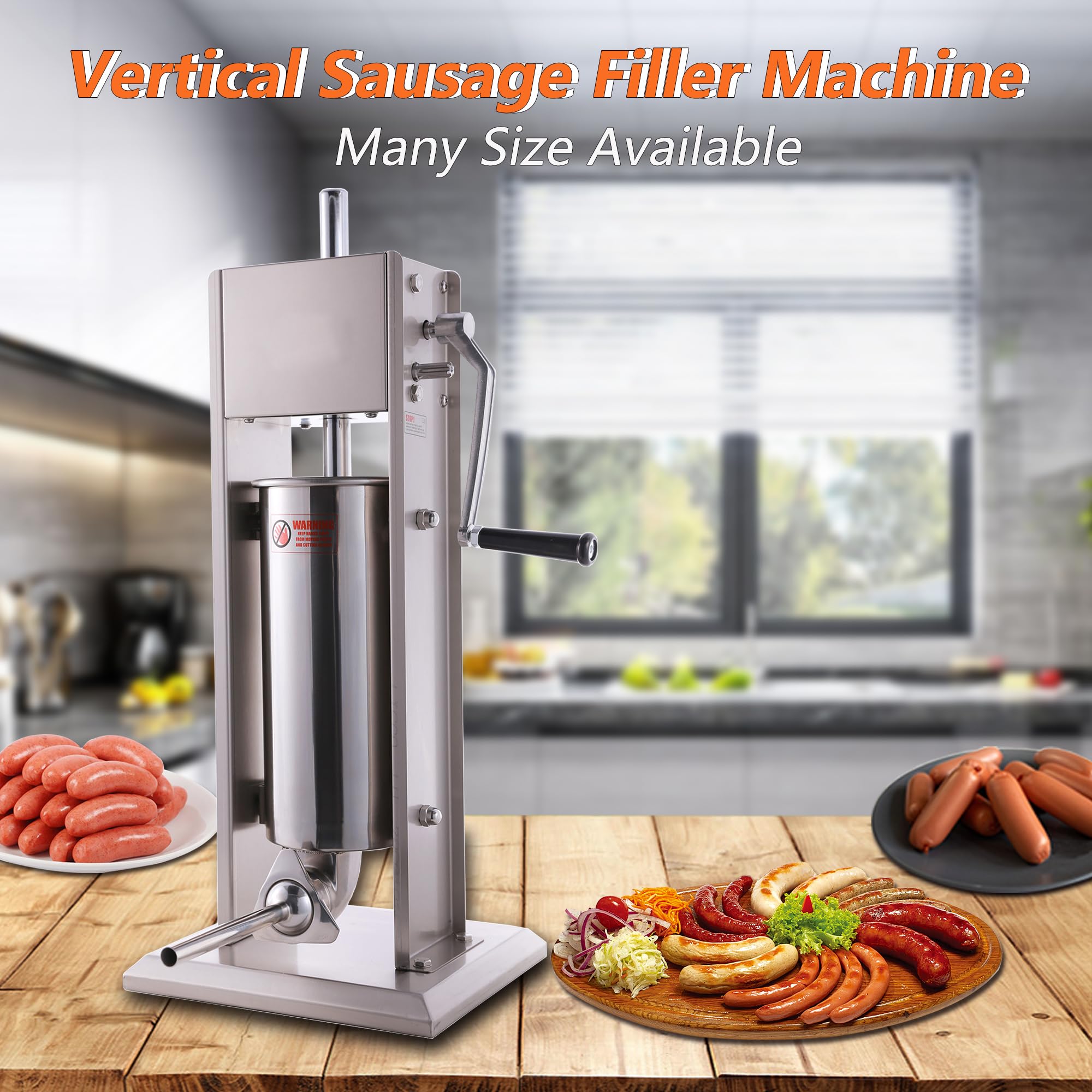 15 Lb/7 L Stainless Steel Vertical Sausage Stuffer Maker - 2 Speed Heavy Duty Sausage Filler for Home Kitchen & Commercial Use | Perfect for Making Italian, Bratwurst, Chorizo & Breakfast Sausages
