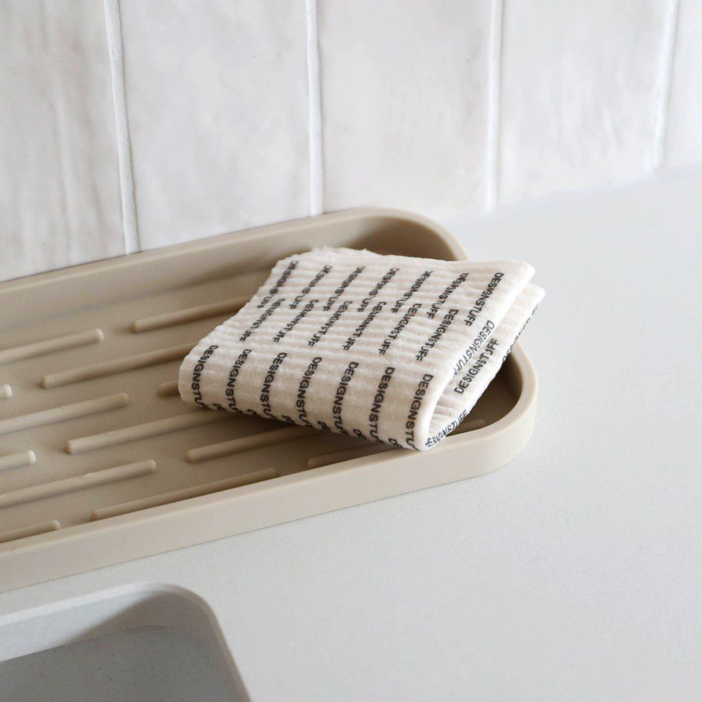 DESIGNSTUFF Compostable Eco-Friendly Dishcloths - Biodegradable Kitchen Towels (Pack of 3, White) | Sustainable Cleaning for Dishes, Countertops & Household Chores