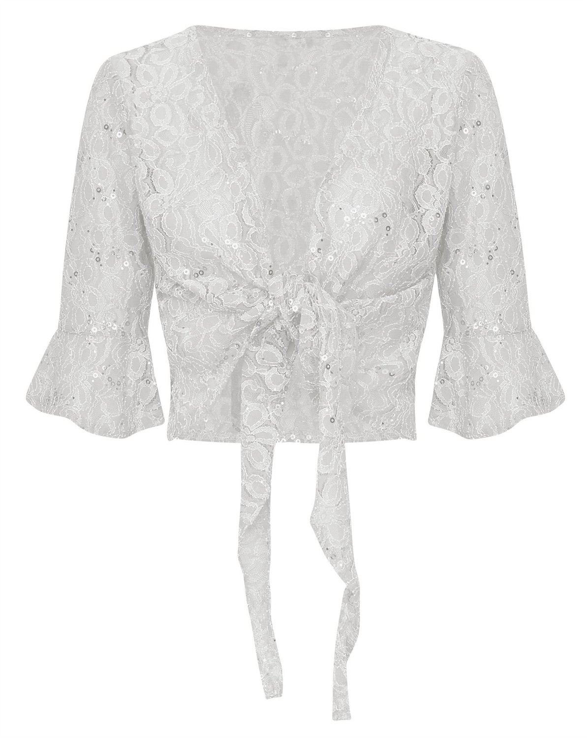 SheLikes Women's Plus Size Floral Sequin Bolero Shrug Jacket - Shiny Evening Cover Up (UK 12-26) for Parties, Weddings & Special Occasions
