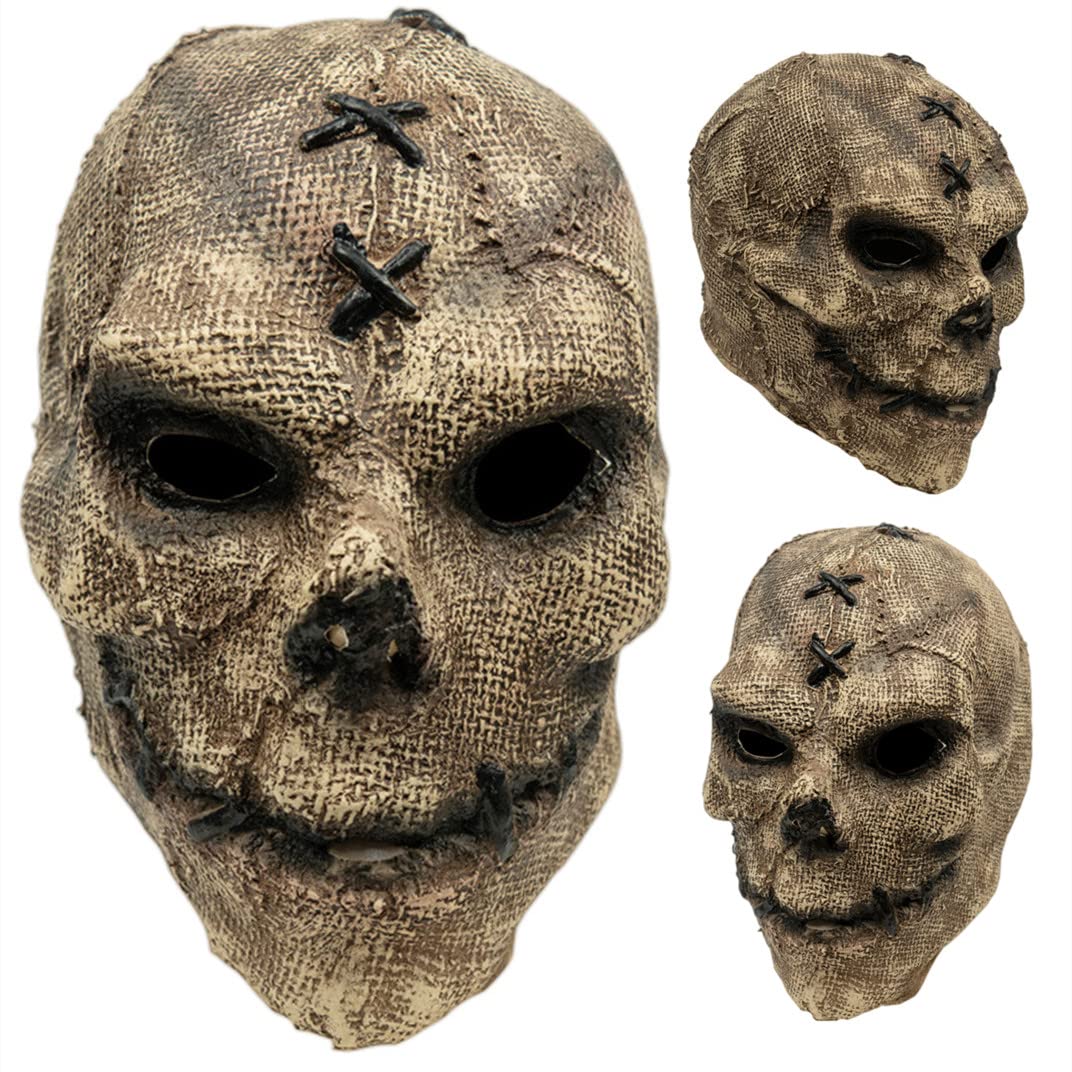 Scary Halloween Skull Mask - Full Head Joker Double Layer Ripped Mask for Cosplay, Horror Parties & Haunted House Events