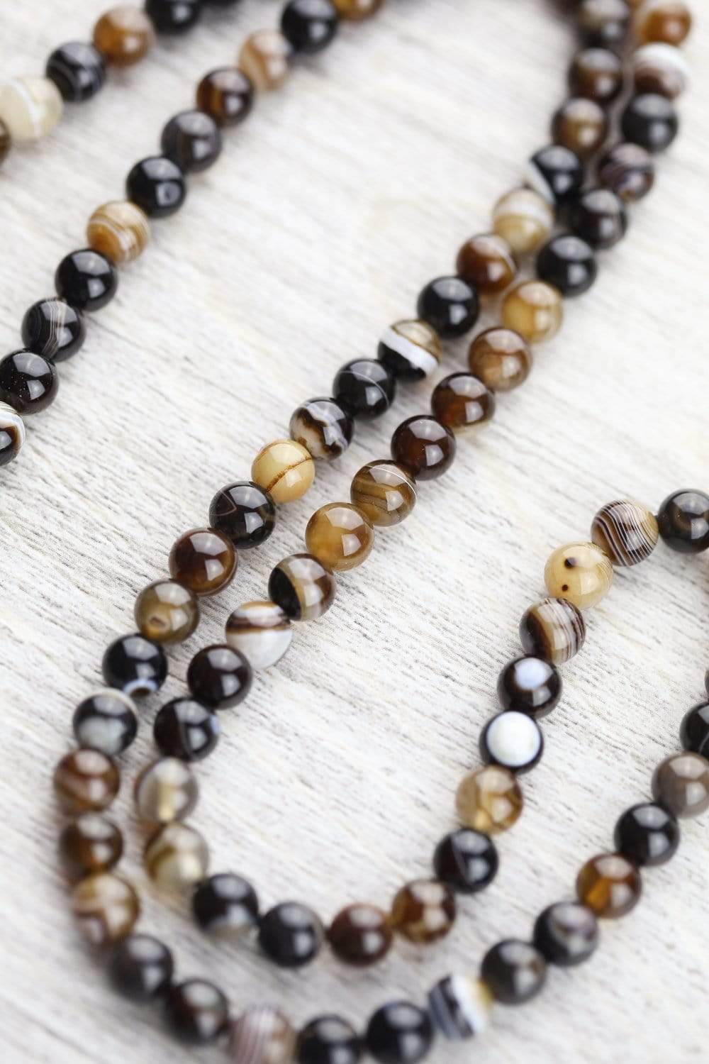 108 Bead Striped Agate Mala Bracelet for Meditation, Yoga & Spiritual Healing - Natural Stone Prayer Beads for Mindfulness & Stress Relief