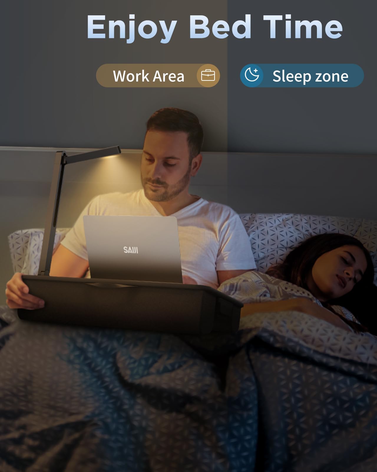 SAIJI LED Lap Desk with Cushion - Portable Laptop Tray for 17