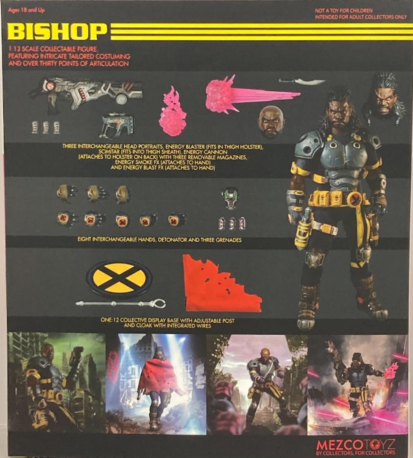 Mezco Bishop One:12 Collective Action Figure - Premium Collectible for Marvel X-Men Fans | Perfect for Display, Cosplay, and Comic Book Enthusiasts