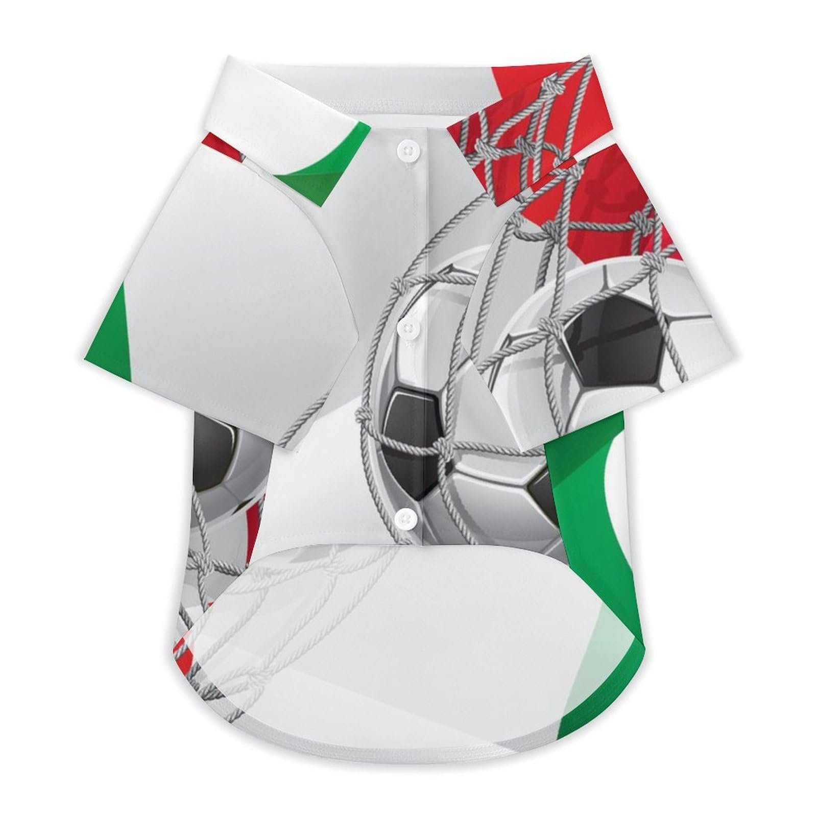 Italy Flag Soccer Dog Shirts - Button Up Pet T-Shirts & Sweatshirts for Small Medium Dogs & Cats - Cute Soccer Fan Outfits for Game Day & National Pride Celebrations
