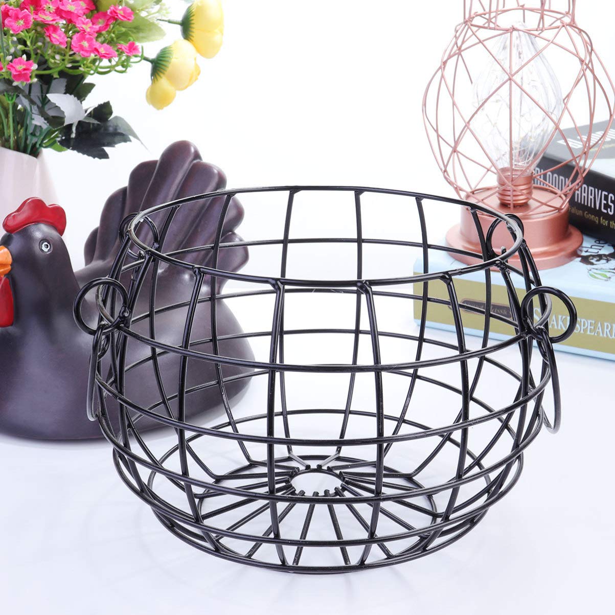Stainless Steel Egg Basket with Lid - Multi-Purpose Kitchen Storage for Fruits, Vegetables, Bread & Eggs | Rustproof Wire Organizer for Pantry, Countertop & Farmhouse Decor