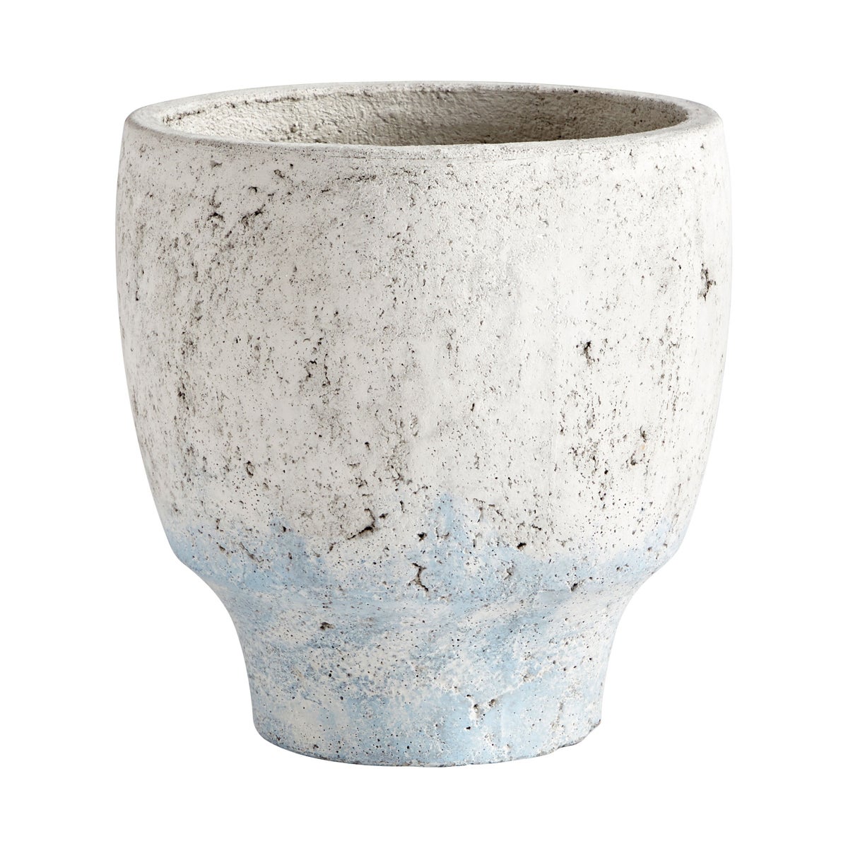 Cyan Design 09609 Venice Planter - Antique White with Blue Accents, Medium Size Flower Pot for Indoor & Outdoor Decor - Perfect for Patio, Garden, and Home Décor