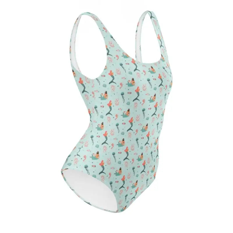 Vintage One Piece Swimsuit - Retro Mermaid Swimwear for Women, High Waisted Bathing Suit with Ruffles, Perfect for Beach, Pool, and Summer Vacations