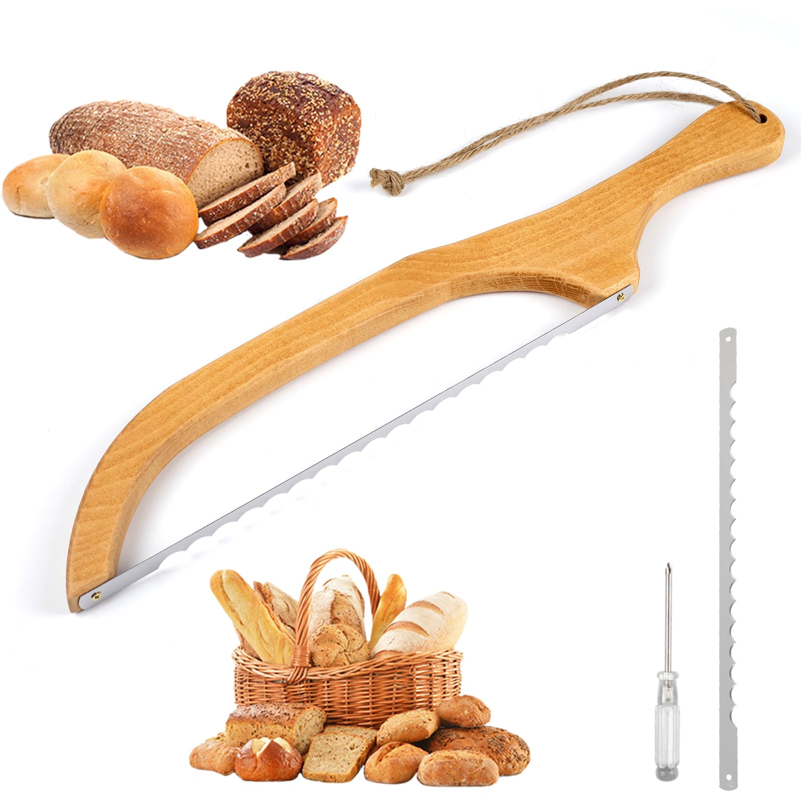 Premium Stainless Steel Bread Knife with Solid Wood Handle - Perfect for Sourdough, Homemade Bread & Artisan Loaves | Ideal Gift for Bakers & Kitchen Enthusiasts | Great for Slicing, Serving & Bread Making