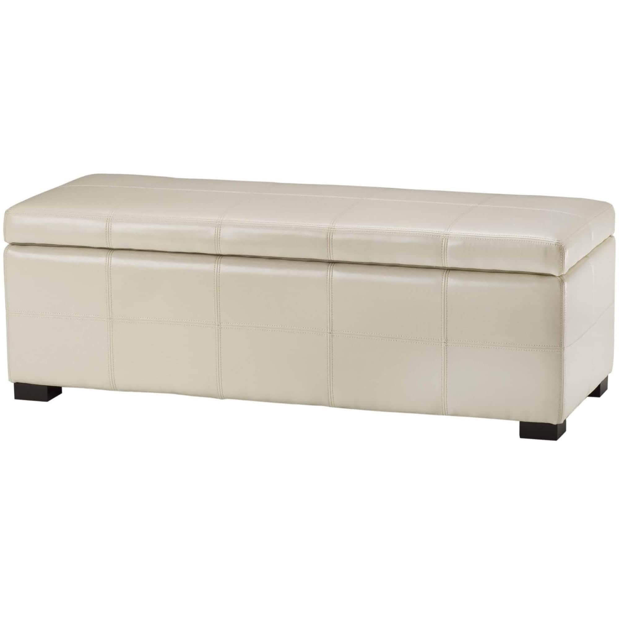 Safavieh Hudson Collection Williamsburg Brown Leather Large Storage Bench - Stylish Entryway Bench with Ample Storage for Shoes & Blankets - Perfect for Living Room, Bedroom or Hallway Organization