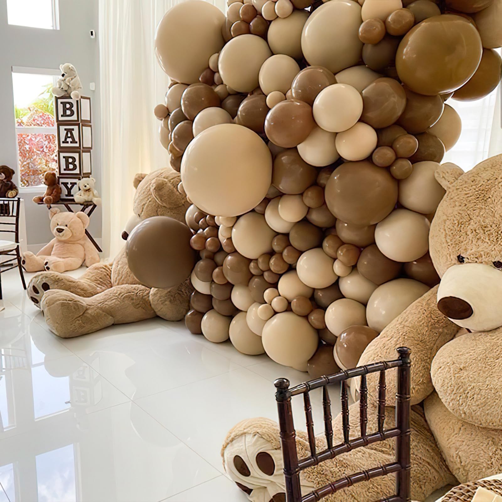 100-Pack Boho Coffee Brown Balloons for Party Decor - 18, 12, 10 & 5 Inch Mixed Sizes | Perfect for Balloon Garlands, Arches, Wedding & Birthday Party Backdrops
