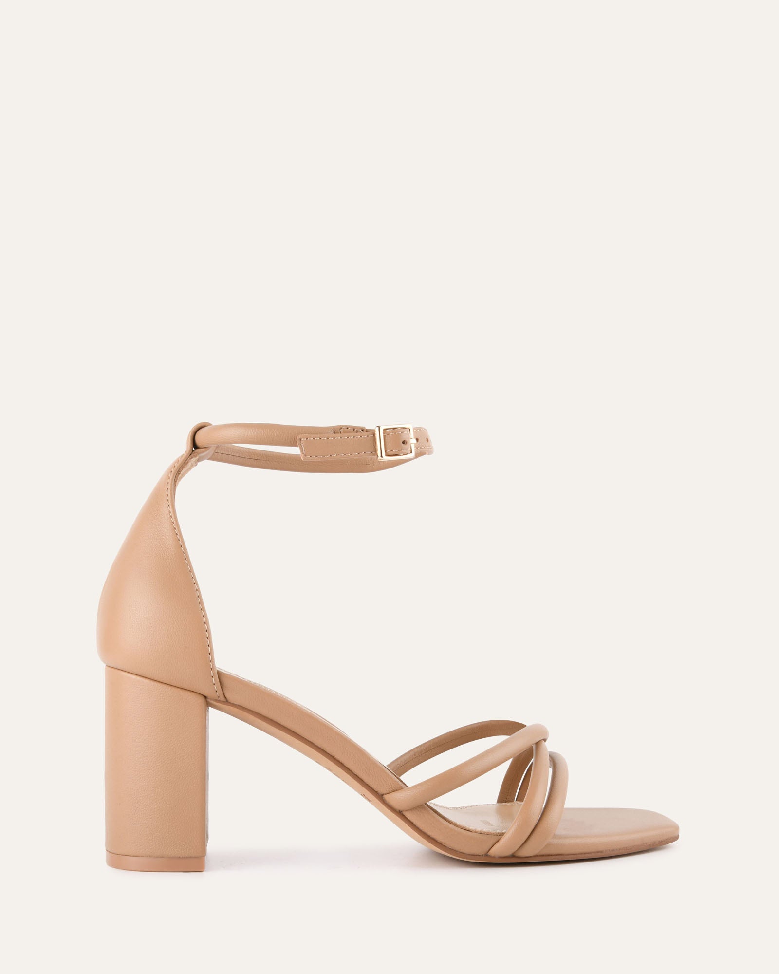 NICOLA Women's Mid Heel Sandals - Tan Leather Strappy Summer Dress Sandals for Weddings, Parties & Office Wear
