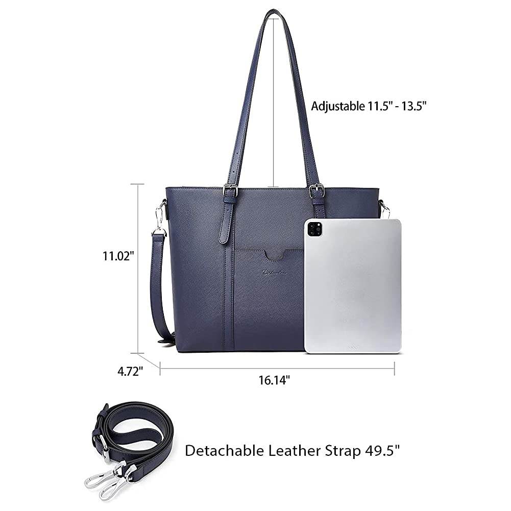 BOSTANTEN Women's Genuine Leather Laptop Tote Bag - 15.6 Inch Vintage Office Shoulder Bag & Work Briefcase Purse for Business, Travel & Daily Commute