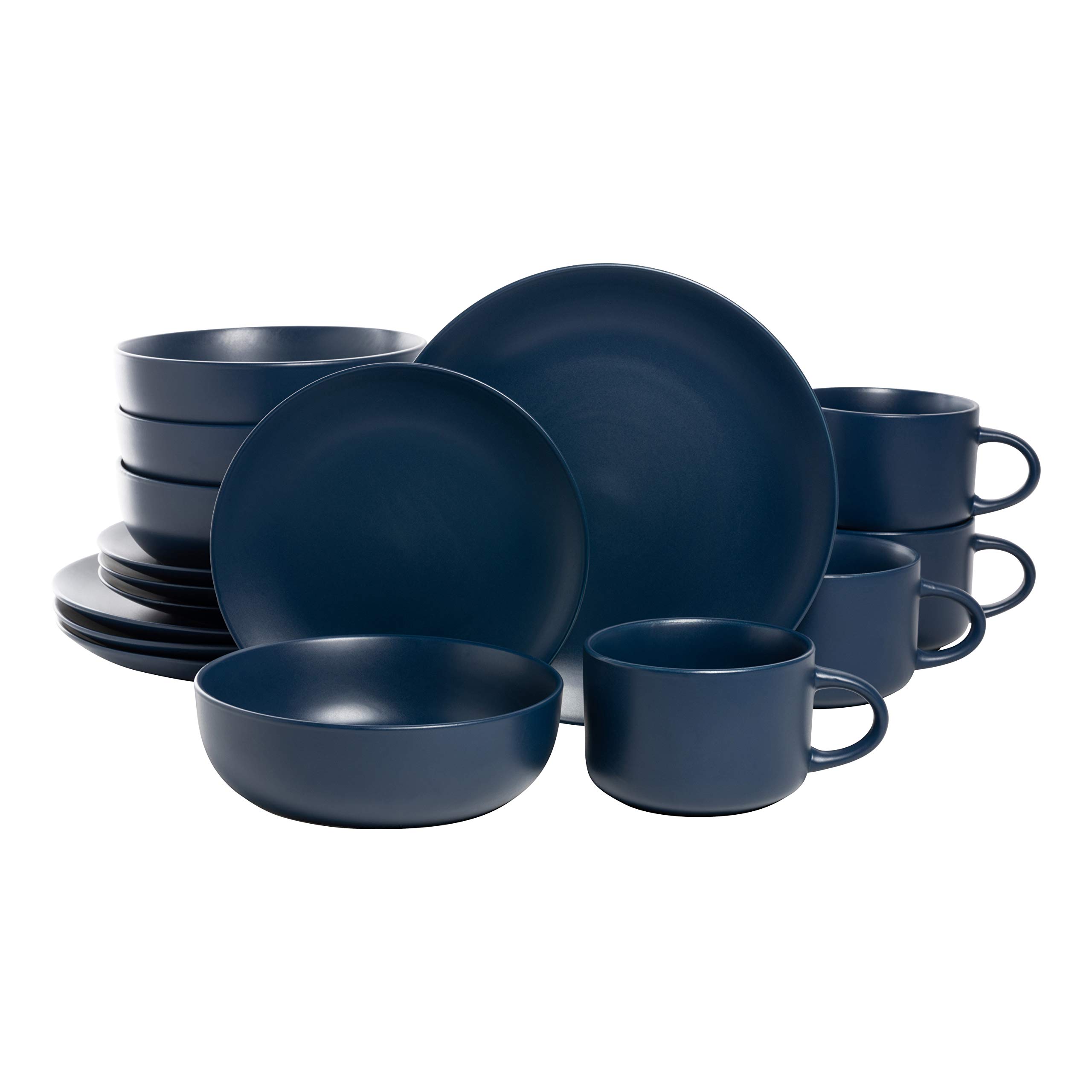 10-Piece Strawberry Street Wazee Matte Coupe Dinnerware Set - Midnight Blue Modern Dinner Plates, Salad Plates & Bowls - Perfect for Casual Dining, Entertaining & Everyday Use