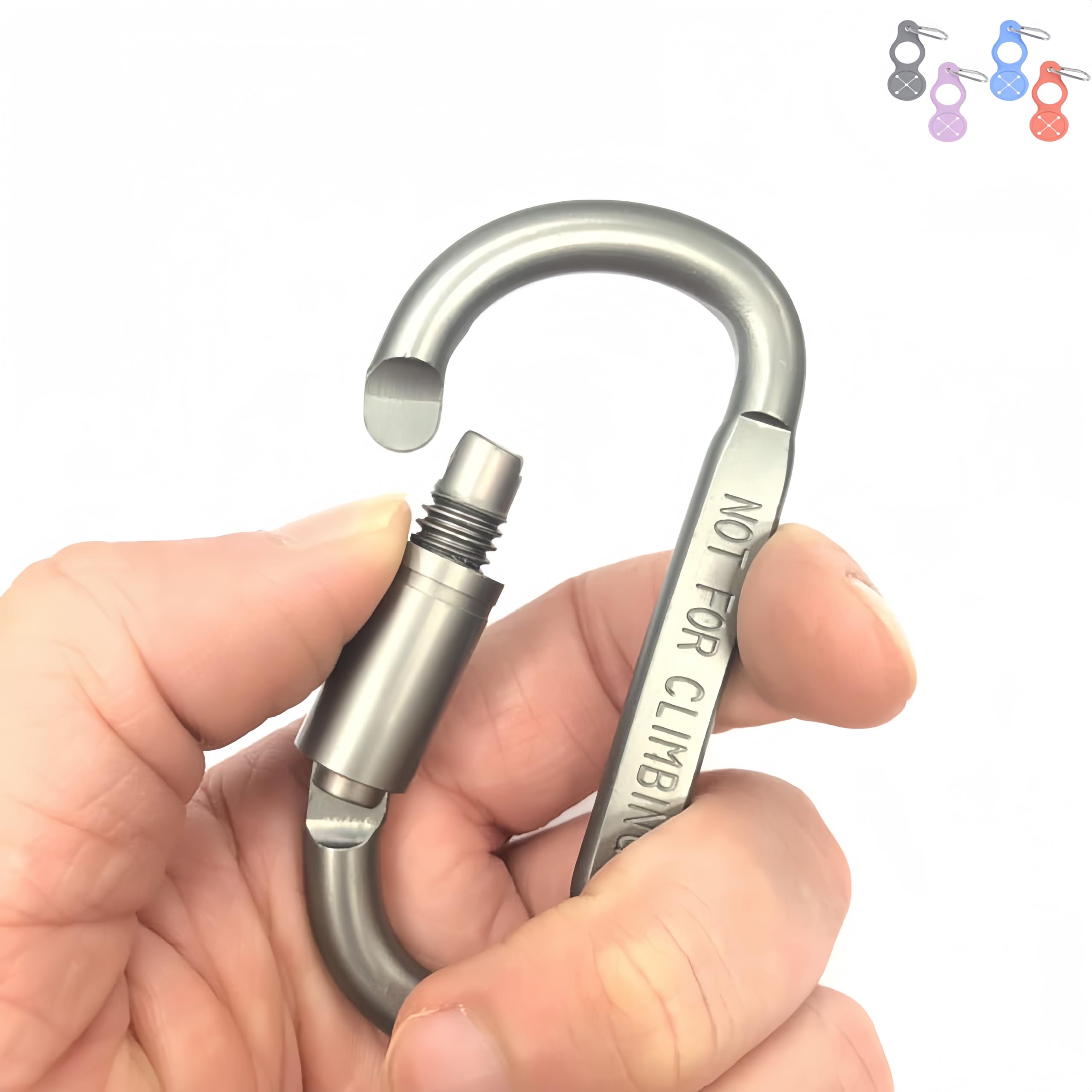 6 Pack Silicone Water Bottle Clips with Carabiner - Universal Bottle Holder for 1.15-1.3 Inch Mouth Diameter & Up to 35oz - Perfect for Hiking, Gym, Backpacking & Outdoor Activities