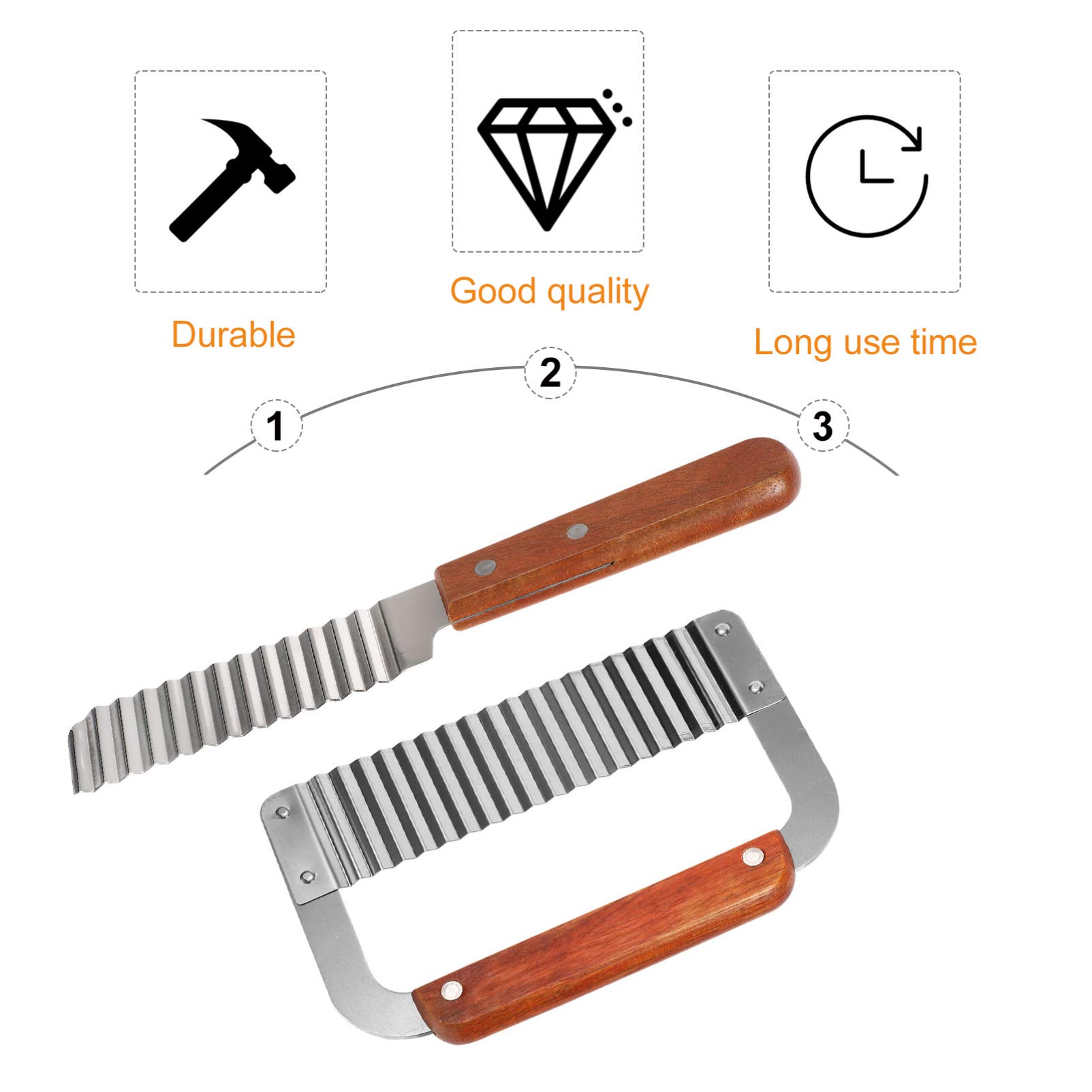 2-Pack Stainless Steel Wavy Potato Slicer - Crinkle Cut French Fry Maker for Home Kitchen, Perfect for Making Homemade Chips, Wedges & Salad Garnish