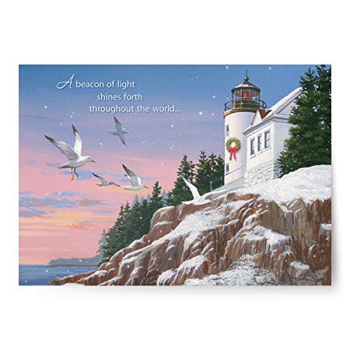 Snowy Lighthouse on Cliff
