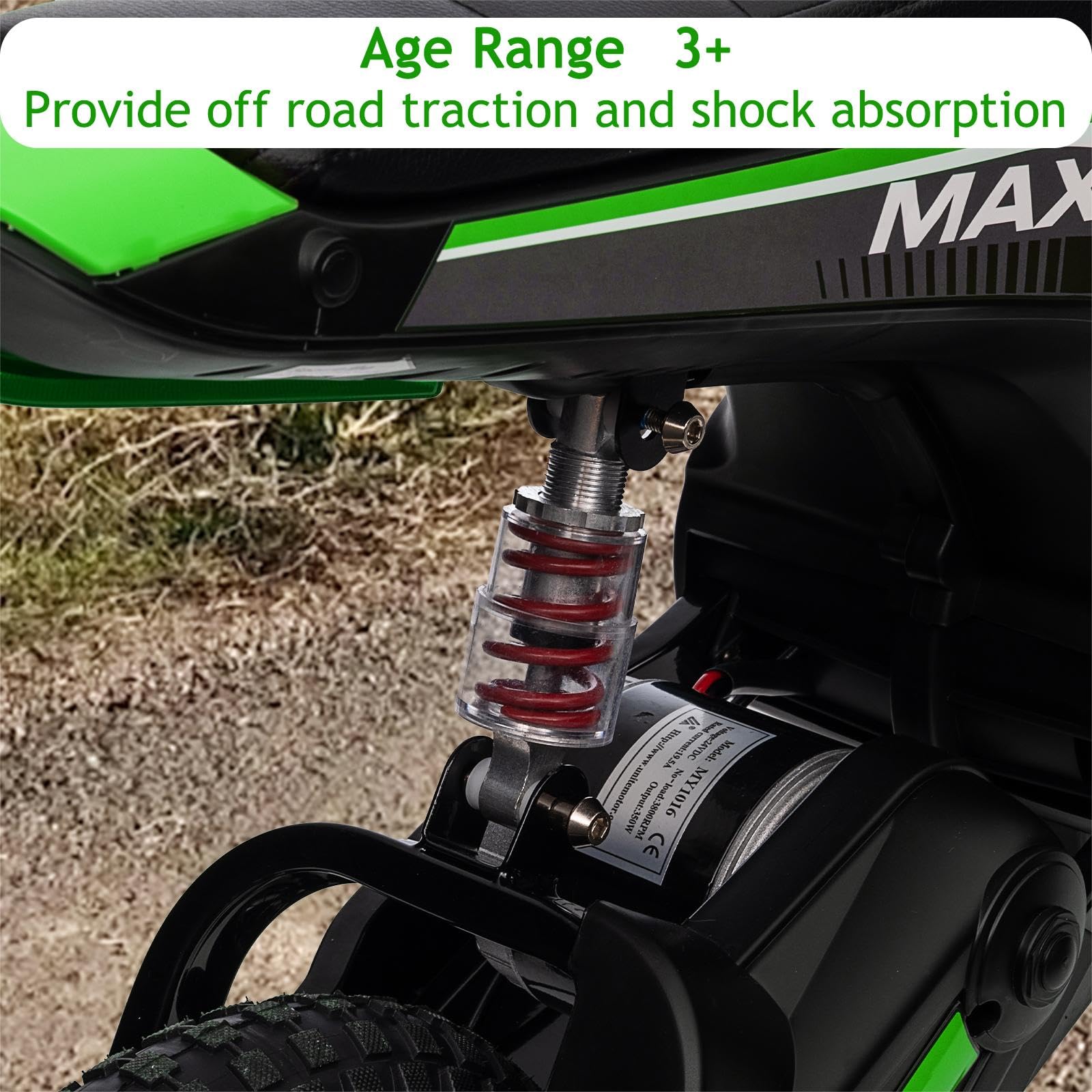 GARVEE 24V 10A 350W Kids Electric Dirt Bike for Ages 5-17 | 14.29MPH Top Speed | 3-Speed Adjustable | Green Off-Road Motorcycle | Perfect for Backyard, Trail & Off-Road Adventures